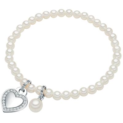 Perlenarmband LULU & JANE "LJ315", weiß (weiß, weiß), Armbänder, Damen, Messing, Perlenarmband, Messing