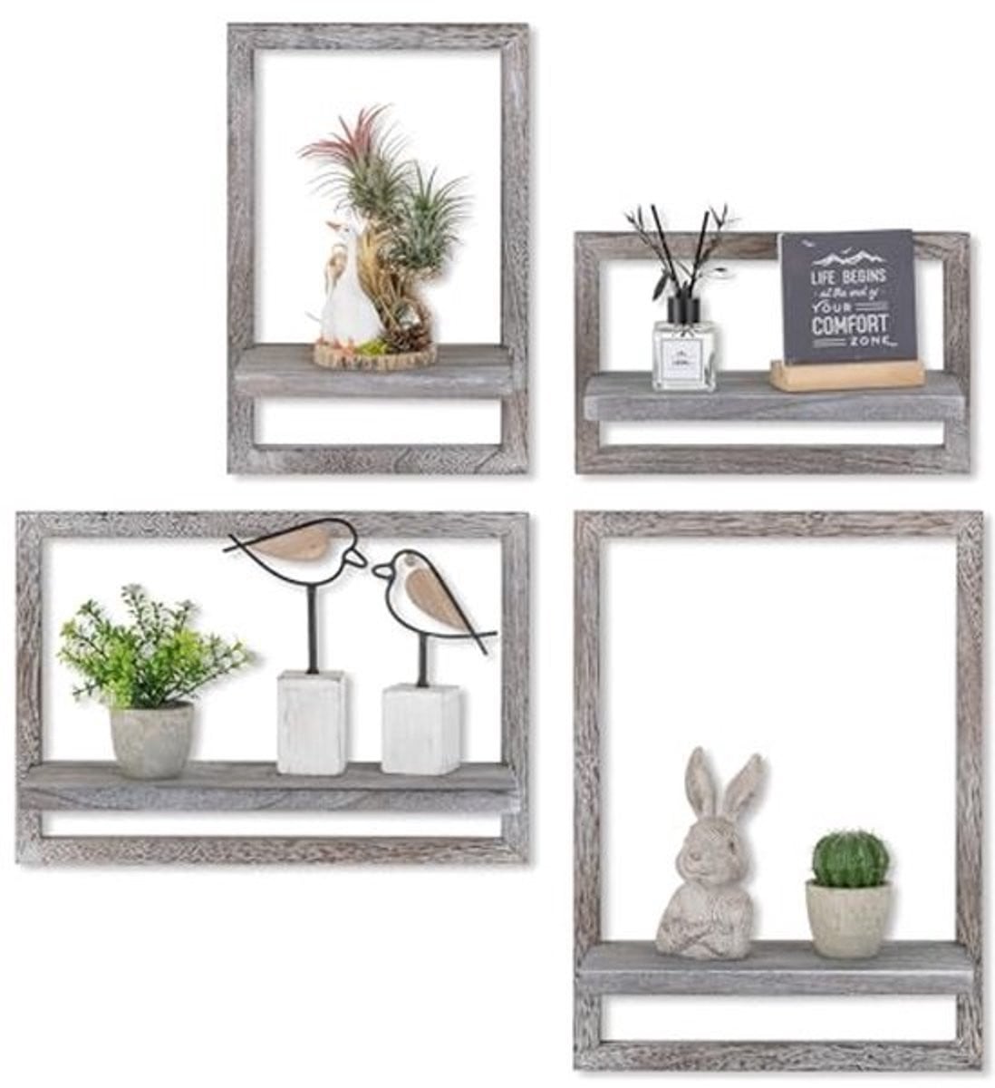 Set van 4 Rustieke Wandplanken voor Woonkamer, Slaapkamer en Badkamer