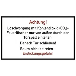 Löschvorgang mit CO2-Feuerlöscher durch Türspalt, PVC-U selbstkl., 250x150 mm