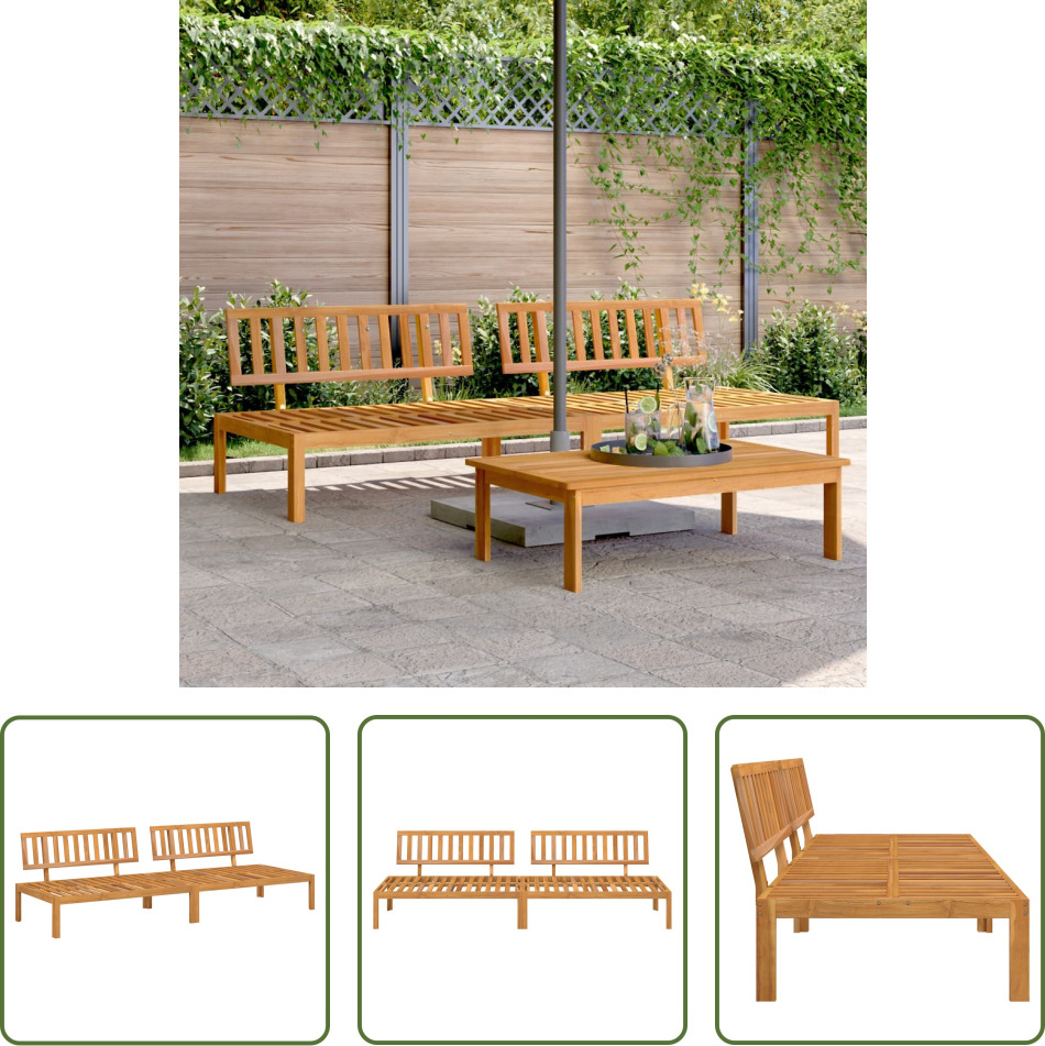 The Living Store Garten-Mittelsofas aus Paletten 2 Stk. Massivholz Akazie