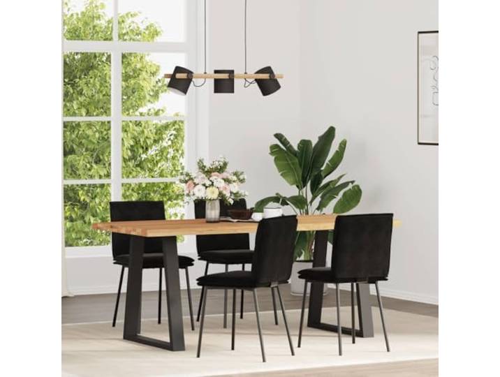 NLQMSU Esszimmerstühle, Schwarz, 4 Stück Weicher Samt, Sitzfläche aus dickem Schaumstoff, Rahmen aus Metall und Holz, Esszimmer, Wohnzimmer, Gästezimmer