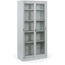 Metallregalschrank mit Glas Schiebetür Tür, zerlegt, 900 x 1950 x 400 mm