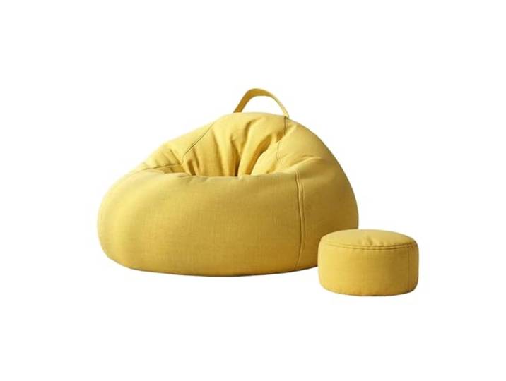 Xumh2024-3 Sitzsack Einfarbiger Sitzsackstuhl mit Ottomane for Wohnzimmer, Schlafzimmer und Lounge(Yellow)