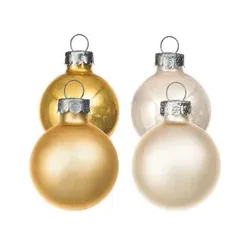 Weihnachtskugeln aus Glas, gold, creme, 3 cm Ø, 12 Stück