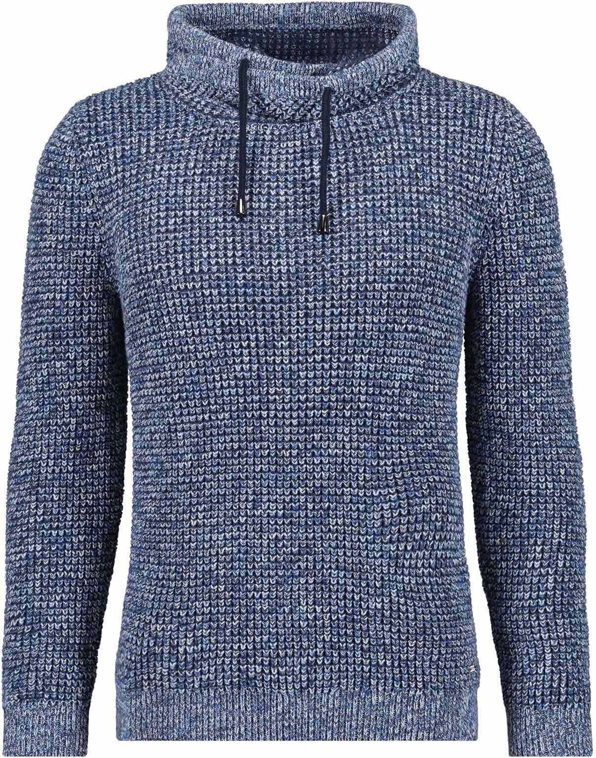 Rollkragenpullover RAGMAN, Herren, Gr. 52, blau (blau gemustert, 980), Strick, 100% Baumwolle, ohne Ausschnitt, Pullover Rollkragenpullover blau gemustert, 980 52