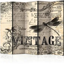 Paravent Vintage Correspondence II Creme/Grau