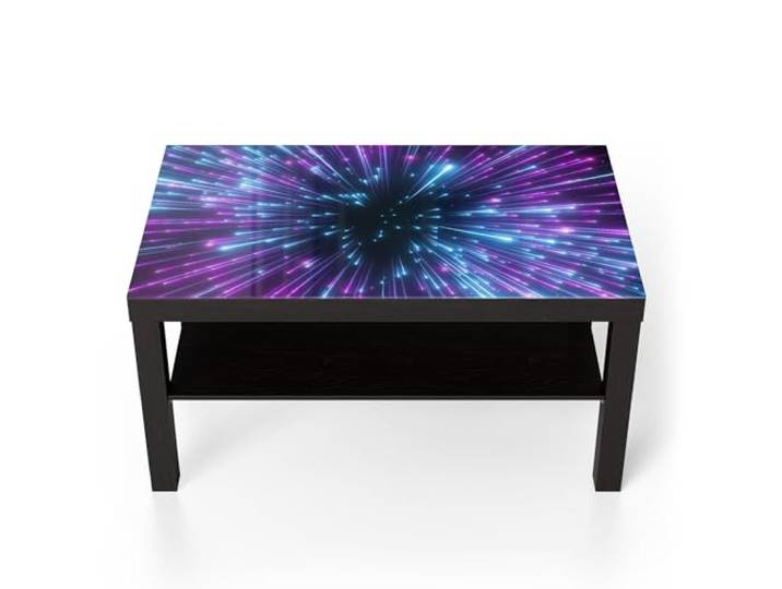 DEQORI Glastisch schwarz groß 90x50 cm Motiv Lichter der Zukunft ausgefallener Beistelltisch aus Glas Hochglanz Couchtisch fürs Wohnzimmer moderner Couch Tisch mit Design