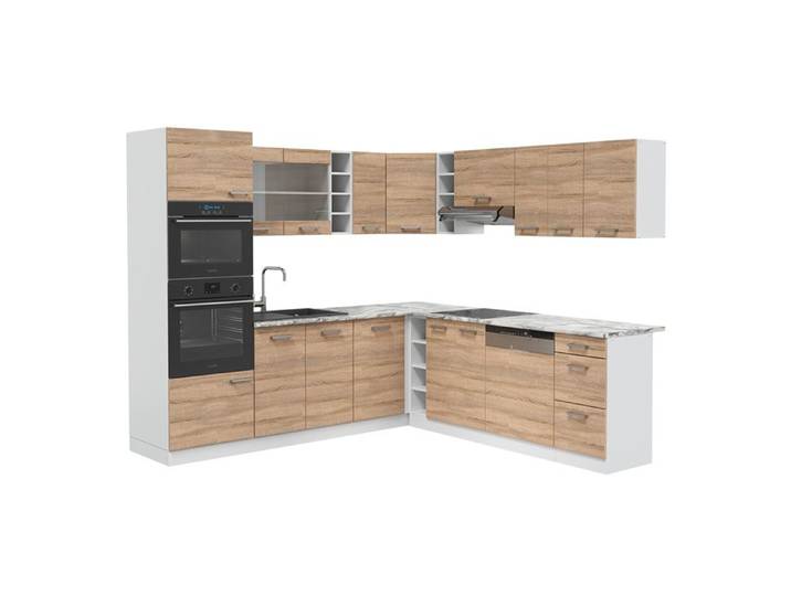 Cuisine en angle R-Line 247 x 237 cm sans PT Sonoma/Blanc Vicco 37694