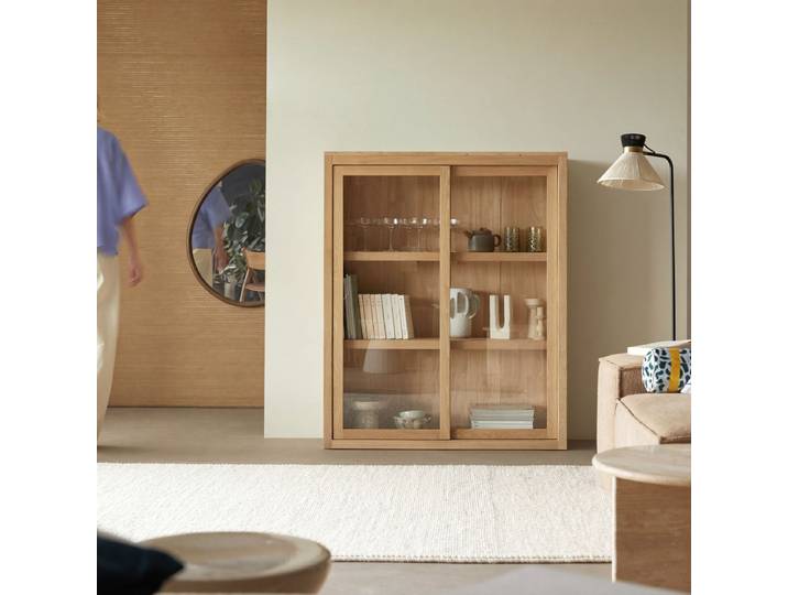 Geschirrschrank aus massivem Eichenholz 110 cm Heidi - Natur - Oak