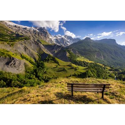 Fototapete PAPERMOON "BERGE-NATUR LANDSCHAFT GEBIRGE ALPEN BÄUME WALD TAPETE", bunt, B:4,5m L:2,8m, Vlies, Tapeten