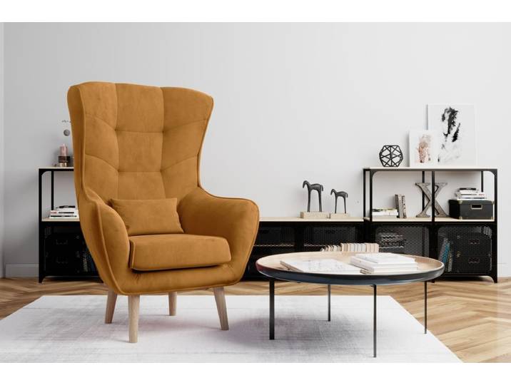 Designer Sessel Arturo - Orange - Samt - Luxusbetten24