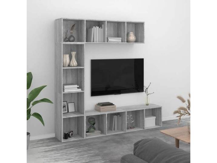 NEW 2026  Ensemble bibliothèques lot de 3 cabinet de livres pour salon Sonoma gris 180x30x180 cm L644