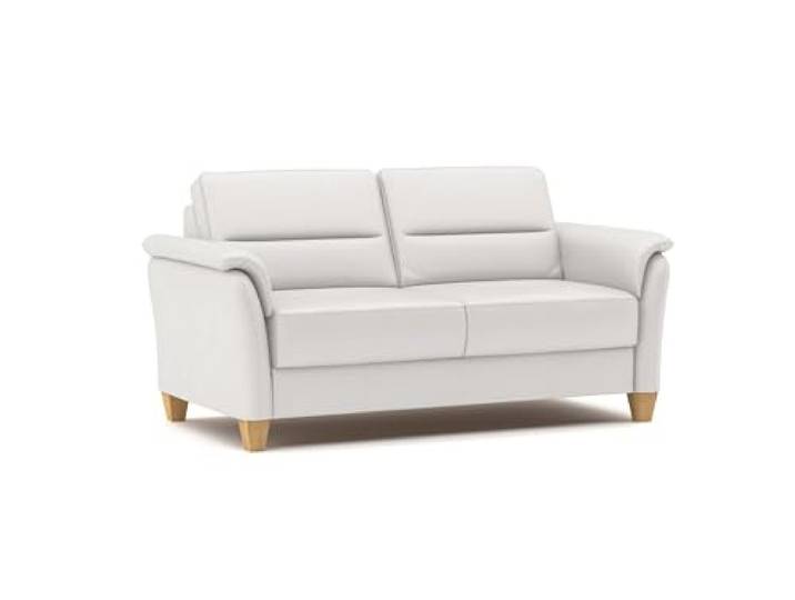 CAVADORE Leder 3er-Sofa Palera / Landhaus-Couch mit Federkern + massiven Holzfüßen / 179 x 89 x 89 / Leder Weiß