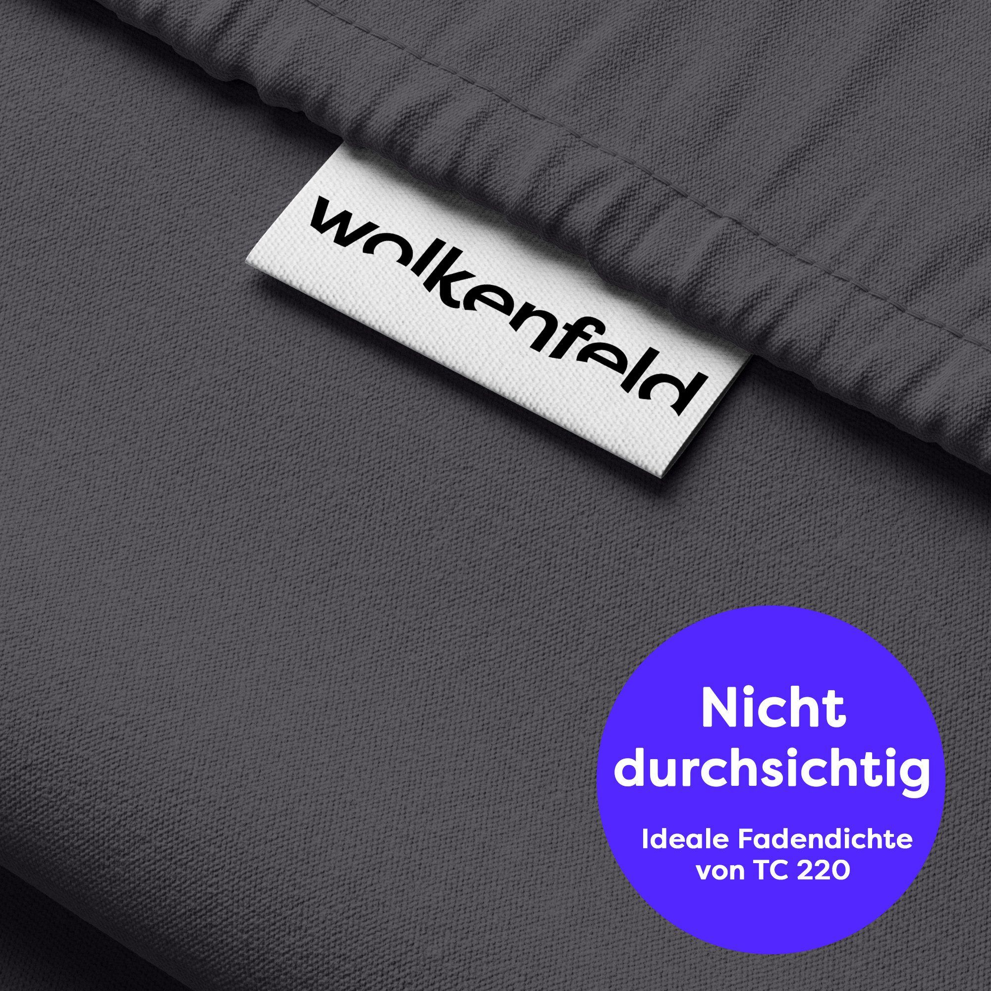 Bettwäsche WOLKENFELD "Mako-Satin Baumwollsatin Sommerbettwäsche", grau (anthrazit), B/L: 135cm x 200cm, 1 Stk., 1 Stk., Mako-Satin, B/L: 80cm x 80cm, 2 Stk., Mako-Satin, Obermaterial: 100% Baumwolle, Bettwäsche, Bettwäsche, 135x200 cm, 155x220, 200x200 &