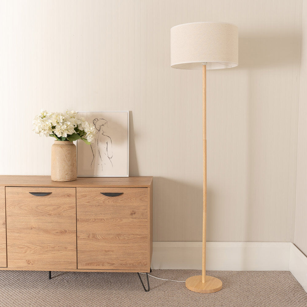 17 Stories Roseli 180cm Traditional Floor Lamp Natural/Natural 180cm H X 45cm W X 45cm D
