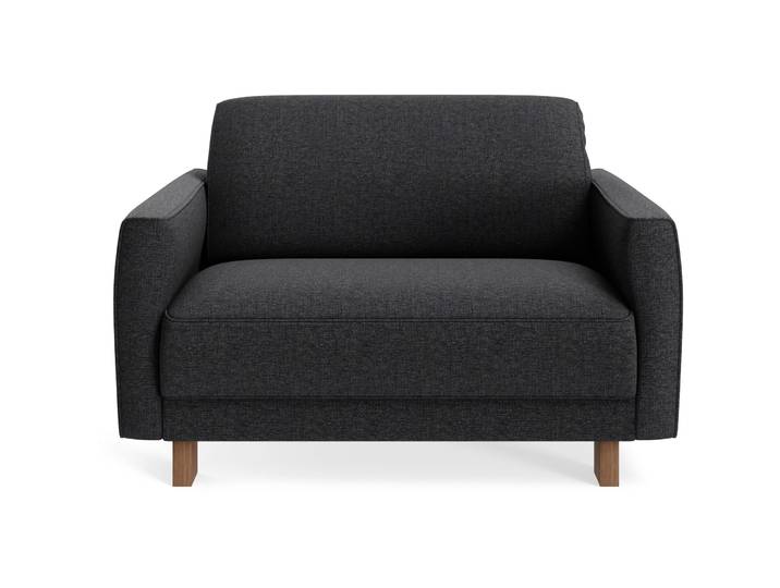 Sessel Avena Anthrazit Stoff, Walnuss B 117 T 96 H 74 cm - Möbel Konfigurator: Traummöbel individuell zusammenstellen - Sessel