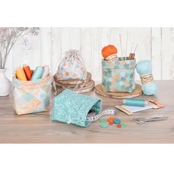 Näh-Set "Geschenksäckchen mint/apricot", 4 Stück