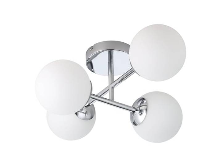 EGLO plafonnier Castrovido\, lampe plafond avec 4 sphères en verre\, métal chromé et verre blanc\, pour salon\, ampoules G9\, lumière blanc chaud