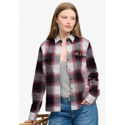 Karobluse SUPERDRY "LUMBERJACK CHECK FLANNEL SHIRT", Damen, Gr. S, rot (rot, ivory check), Blusen Karobluse, Baumwolle, regular fit