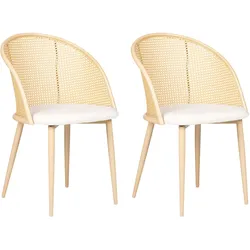 ESSZIMMERSTUHL 2er-Set Metall heller Holzfarbton/beige Cornell