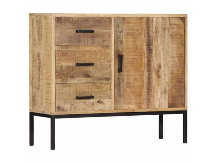 RJPLMFV Anrichte, 88 x 30 x 71 cm, Mangoholz, massiv 3 Schubladen, Schrank mit Tür, handgefertigt, einzigartige Körnung, maximale Belastung 110 kg