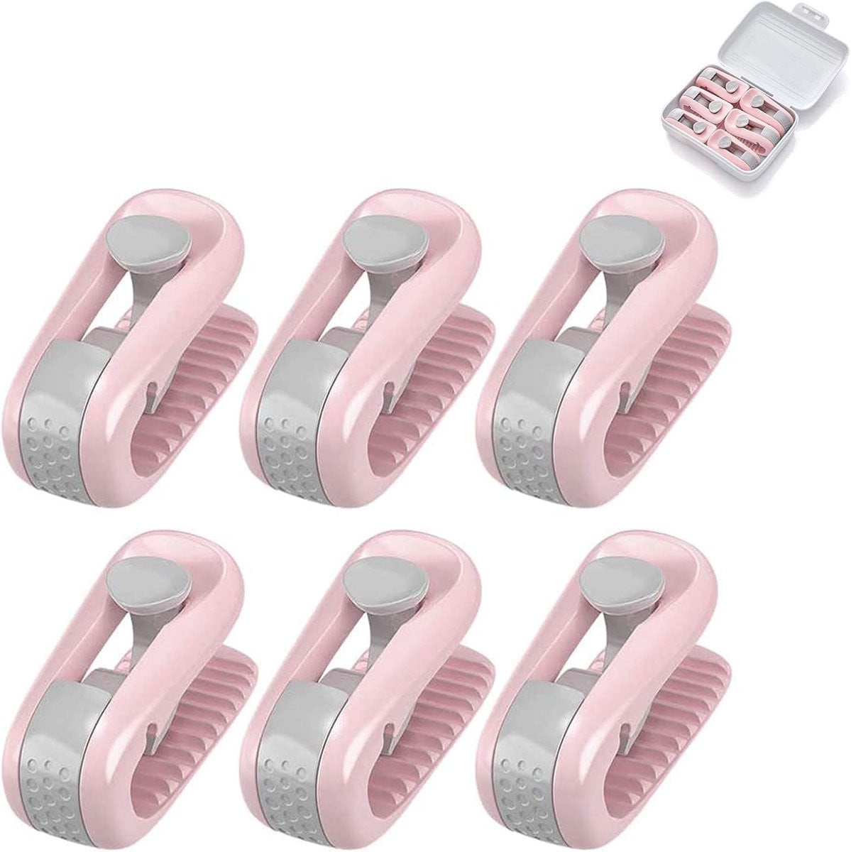Set van 6 roze dekbedclips met opbergbox