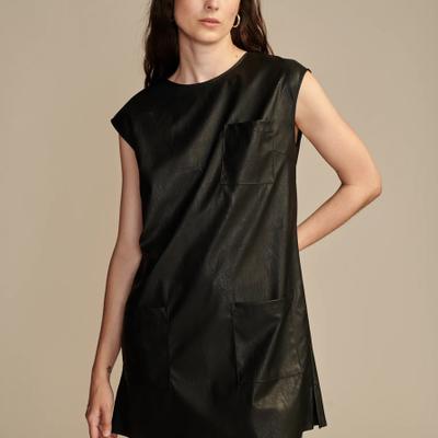 Lucky Brand Faux Leather Dress - Women's Clothing Dresses in Black, Size XS