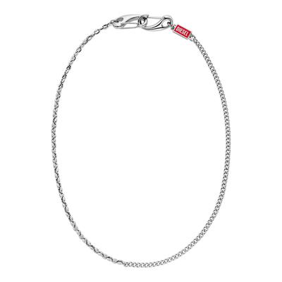 Kette ohne Anhänger DIESEL "Schmuck Geschenk Edelstahl Halsschmuck Halskette Diesel Font", silber (edelstahlfarben, rot), Halsketten, Damen, Edelstahl, L: 50 B: 4mm, glänzend, Emaille, B:4mm