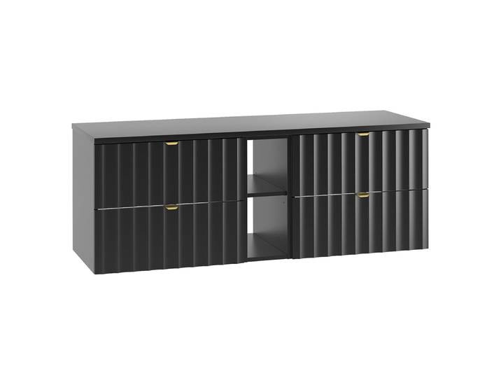 Meuble sous-vasque 140cm 2 niches plan de toilette Lexa Noir