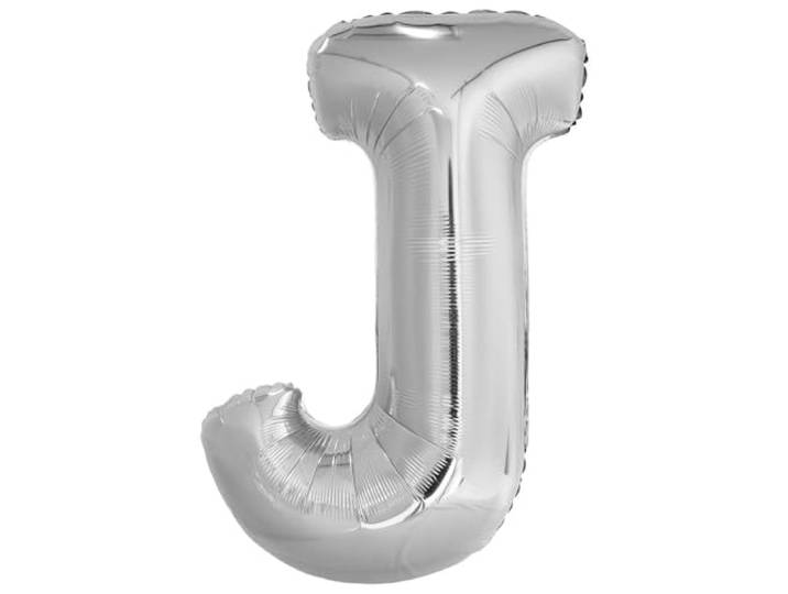 Amscan 9909559 9909559-Zilveren Letter J SuperShape Folie Ballon-40, Zilver