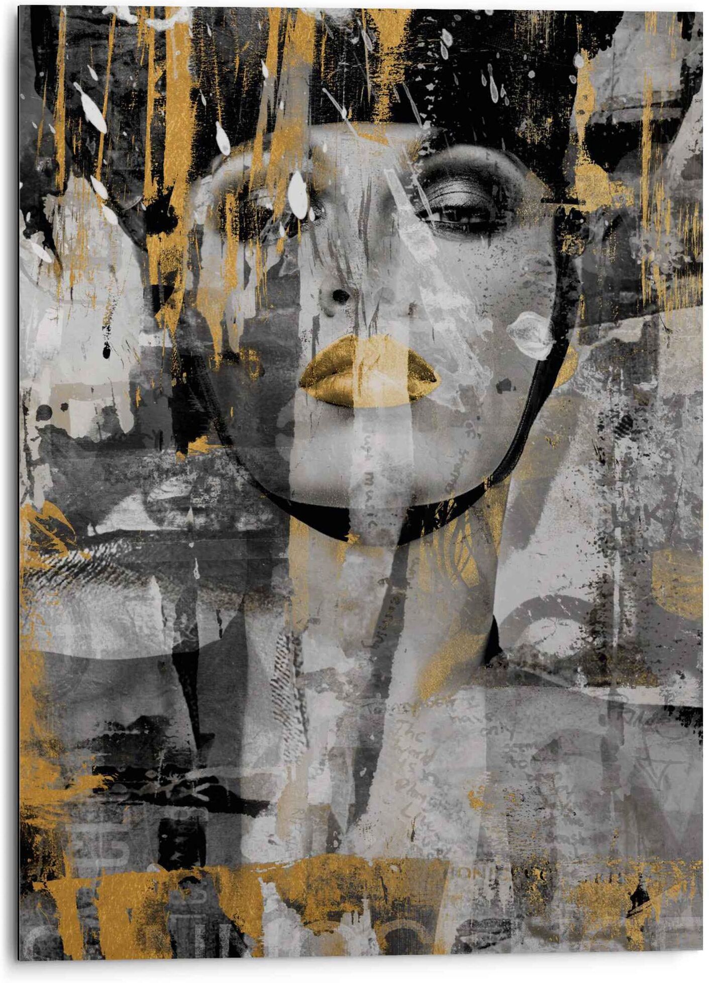 Reinders! Wandbild REINDERS "Aluminium Wandbild Kraftvolle Frau Frau - Freiheit - Modern - Kräftig", gold (farbe bild(er): goldfarben), B:50cm H:70cm, Aluminium, Bilder, Wandbild farbe bild(er): goldfarben B/H/T: 50cm x 70cm, Frau, 1 Stk.