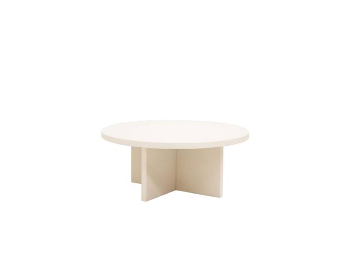 Table basse ronde en microciment blanc cassé de Ø80x33cm