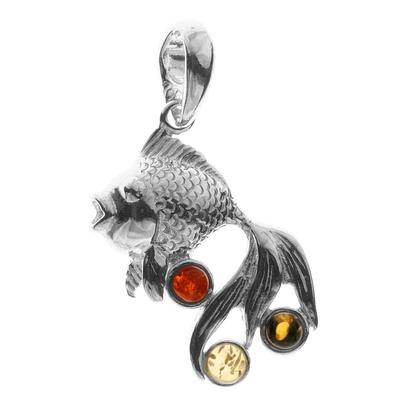 Kettenanhänger OSTSEE-SCHMUCK "Ostsee-Schmuck Anhänger Fisch Anhänger Fisch", weiß, Schmuckanhänger, Damen, 31 x 15mm, Silber 925 (Sterlingsilber), 2,3 g, Kettenanhänger