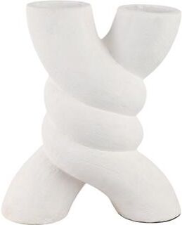 Sagebrook Home Decorative Vase - White Ceramic Textured Twisted X Shape, 14