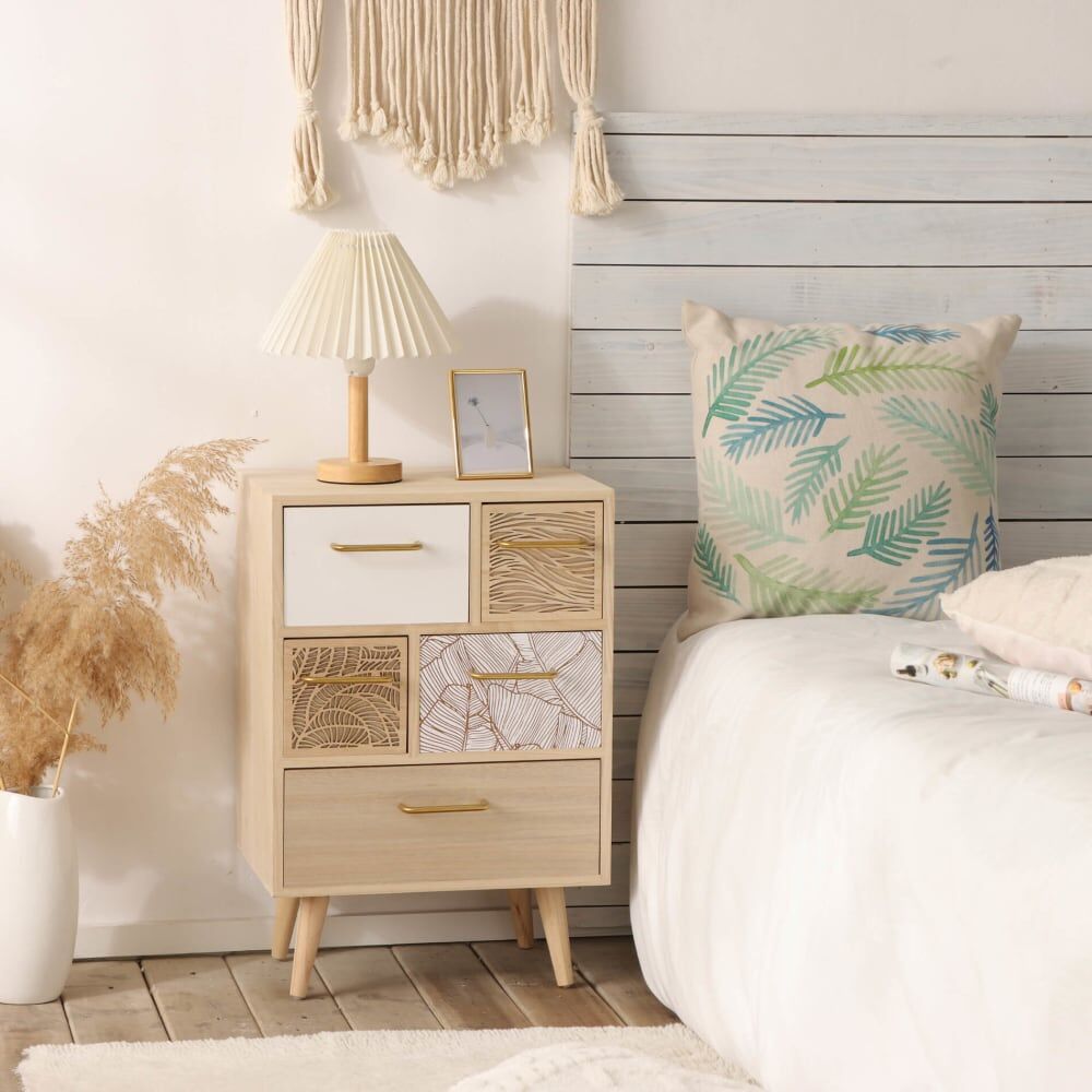Mobili Rebecca Mueble de almacenamiento con 5 cajones en madera marrón y blanco