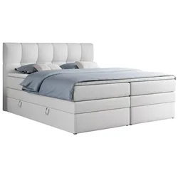 BOXSPRINGBETT ALVIN KING 180/200 Weiß Kunstleder - H4