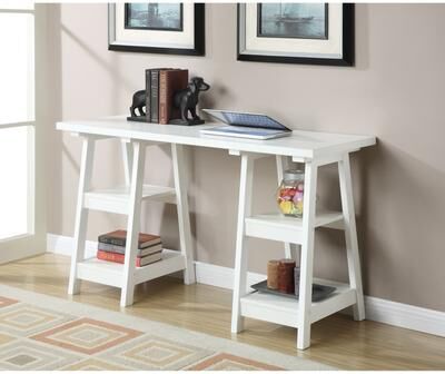 Convenience Concepts Designs2Go Double Trestle Desk with Shelves