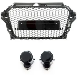 Wabendesign Kühlergrill Schwarz Glanz +PDC passt passend für Audi A3 8V 12-16 ohne RS3