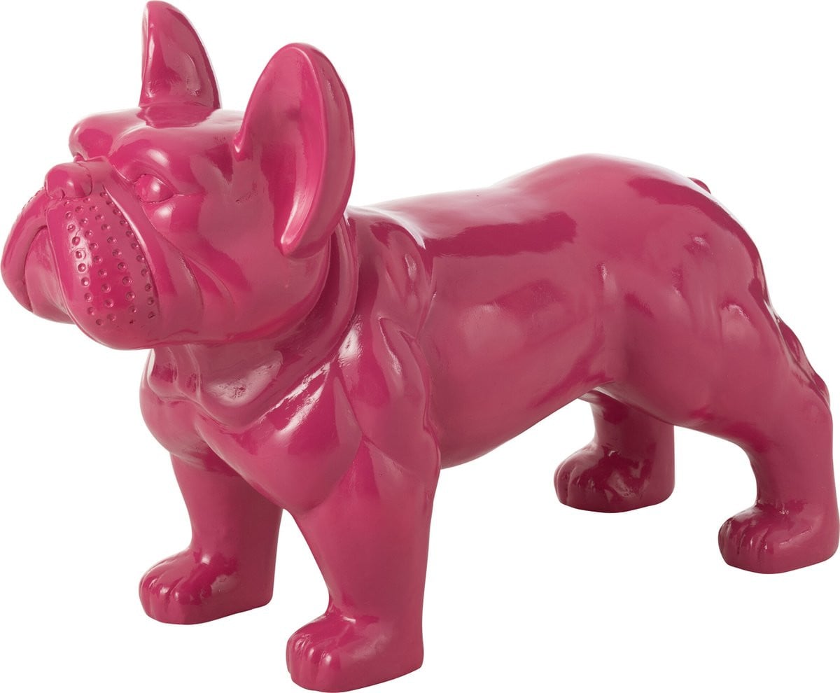 J-Line decoratie Bulldog - Hout - Roze