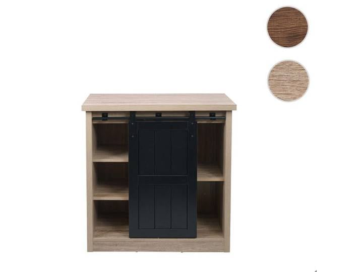 Commode HWC-K75Optic bois industriel métal 84x80x40cm naturel
