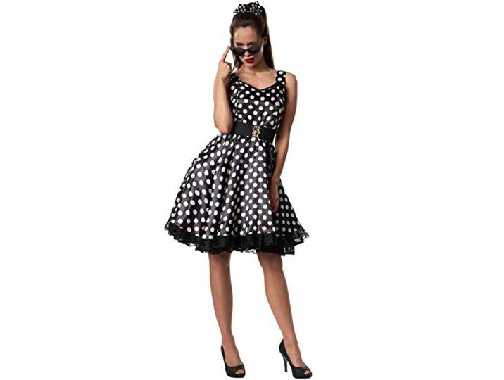 dressforfun 900379 Rockabily dameskostuum, aantrekkelijke jurk in de stijl van de jaren '50 (M nr. 302156)