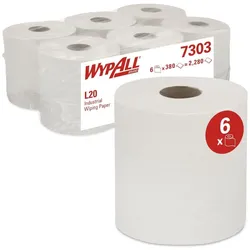 Wypall Wischtücher L20 Airflex 2-lagig Weiss 6 Rollen, Haushaltspapier, Weiss
