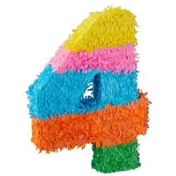 Relaxdays 3-teiliges Pinata Set Zahl 4 Blau,Gelb,Orange