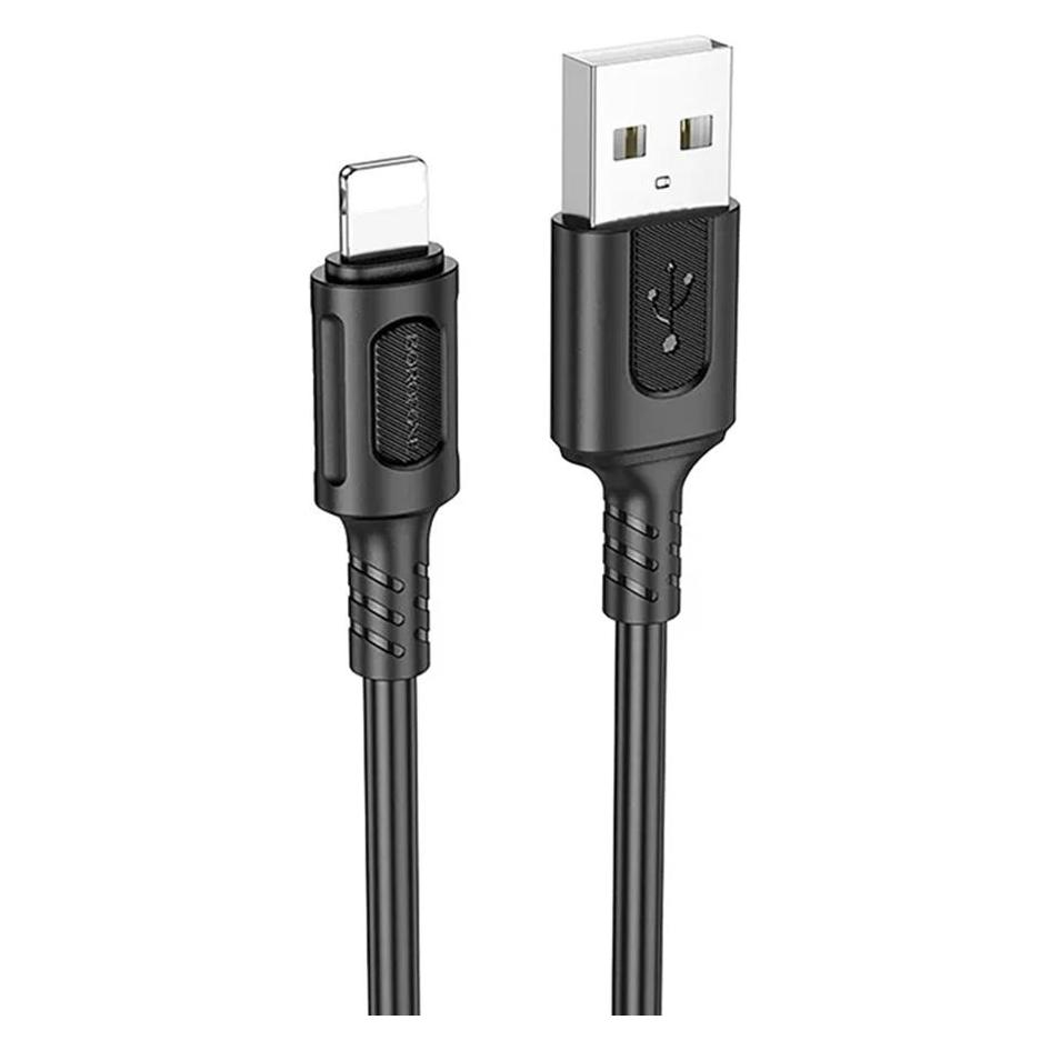 Borofone - Data Cable Feliz Series (BX111) - USB to Lightning, PVC, Universal, 60W, 2.4A, 1m - Black (1 m, 60 W) (61583858)