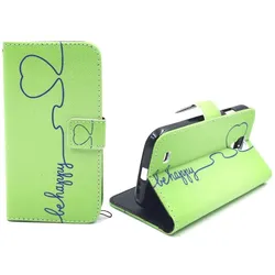 König Design Schutz Hülle für Samsung Galaxy S4 Be Happy Grün Tasche Cover + 1 Panzer Schutz Glas Neu (Samsung Galaxy S4), Smartphone Hülle, Grün
