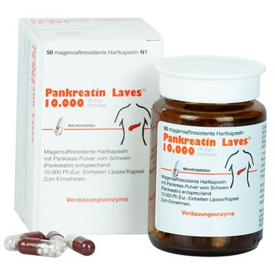 Pankreatin Laves 10.000 Ph.Eur.-Einh.msr.Hartkaps. 50 St Magensaftresistente Hartkapseln
