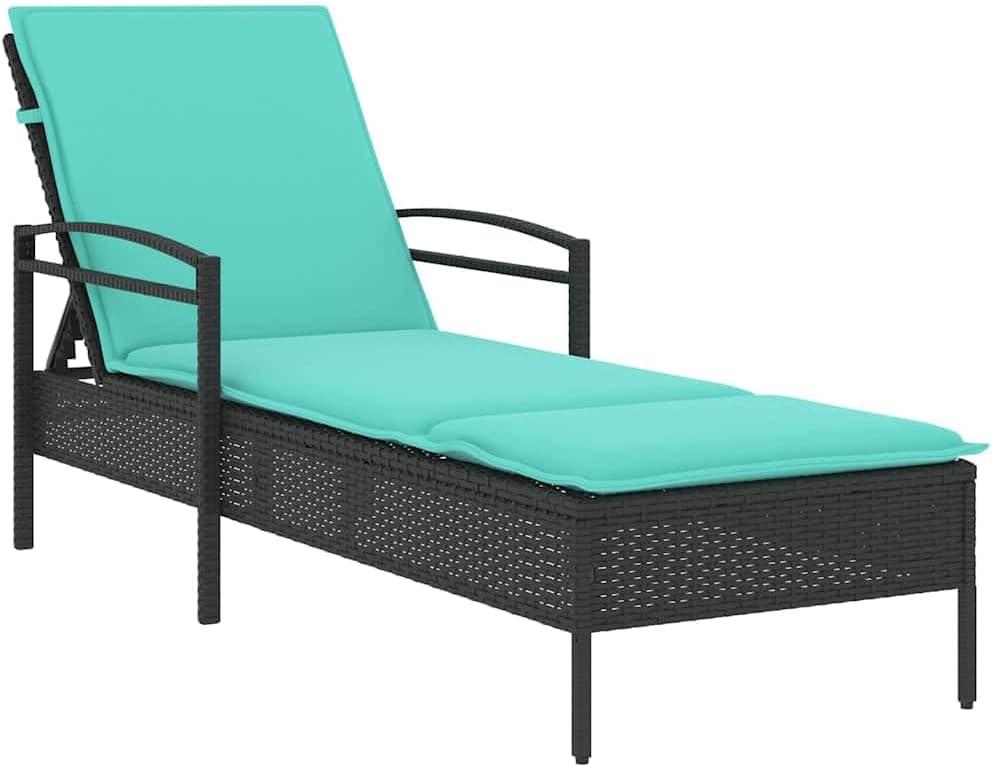 Sonnenliege aus Polyrattan mit dreifach verstellbarer Rückenlehne und bequemer Auflage, robuster Stahlrahmen für Garten und Terrasse, 63 x 200 cm