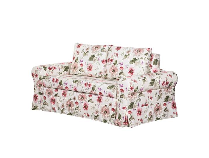Schlafsofa Country mit Husse Weiß/Creme/Rot Webstoff Gracia 205cm Landhaus