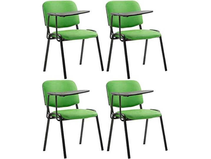 CLP 4er Set Stühle Ken Mit Klapptisch Kunstleder I Robuste Besucherstühle Mit Gepolsterter Sitzfläche, Farbe: grün