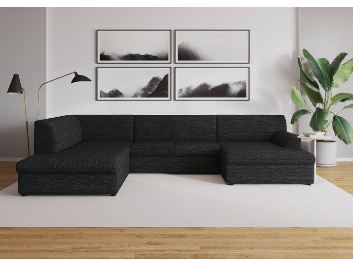 Wohnlandschaft, Grau, 320x213 cm, Struktur, U-Form, Ohne Bettfunktion, Klassisch, Domo-collection